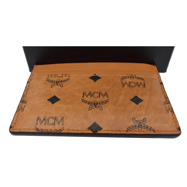 MCM Visetos Monogram Canvas Card Holder Cognac