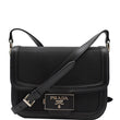 PRADA Nylon Leather Shoulder Bag Black
