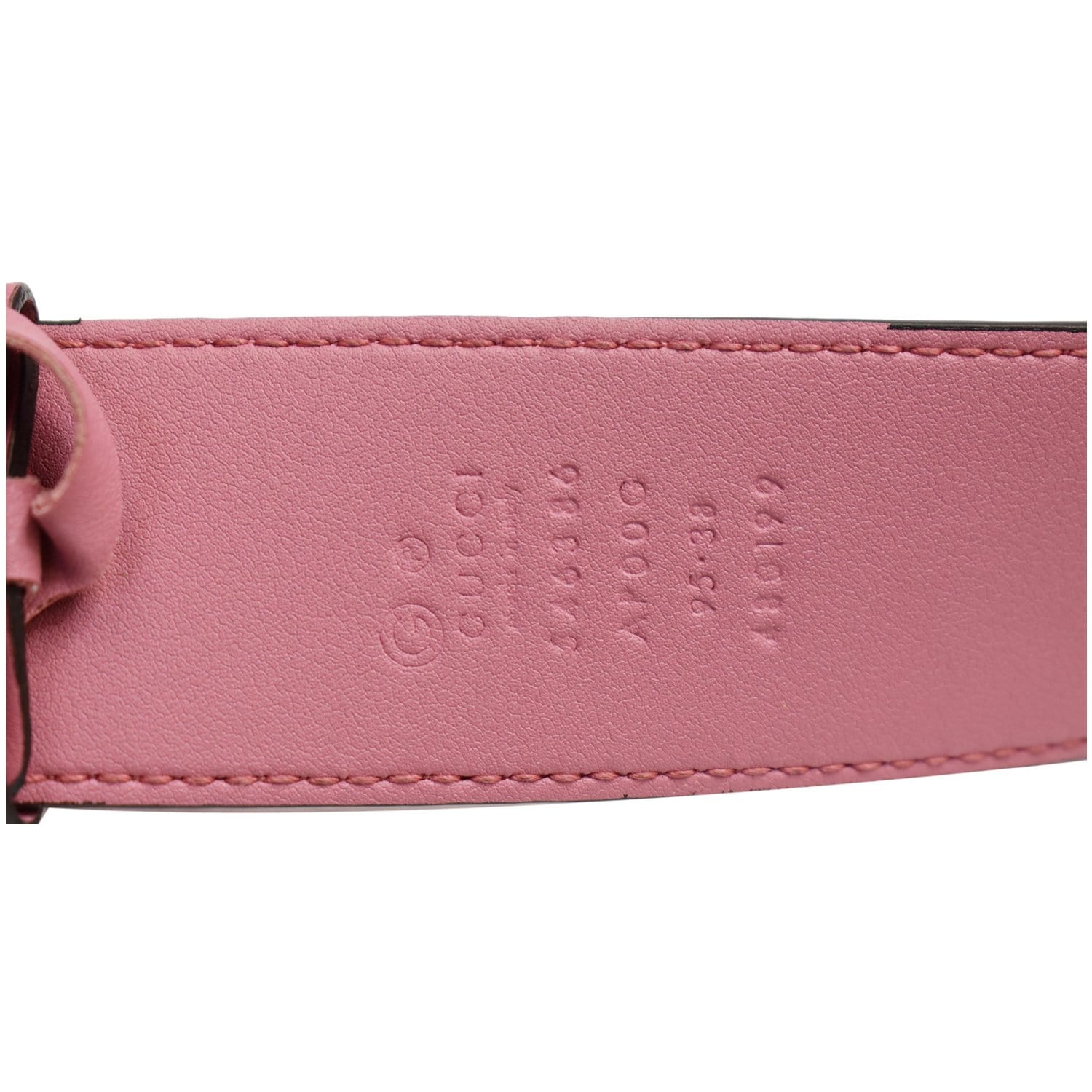 GUCCI Azalea Calfskin Enamel Monochrome Double G 20mm Belt 95 38 Perfect  Pink 1289163