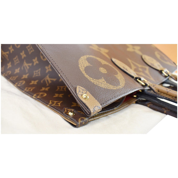 Louis Vuitton Onthego GM Reverse Monogram Canvas Bag- top right corner