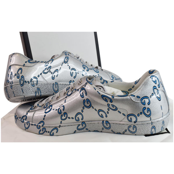 GUCCI Miro Rubber Wax Mens New Ace Ghost Sneakers Silver US 10