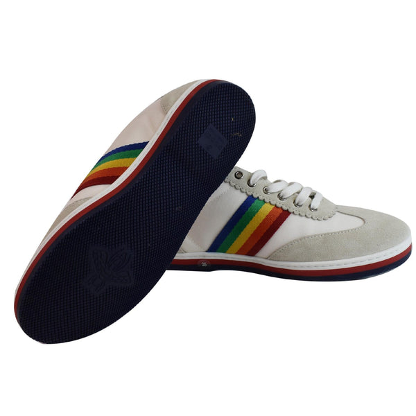 GUCCI Suede Stripe Rainbow G74 Leather Sneakers White 552969 US 5