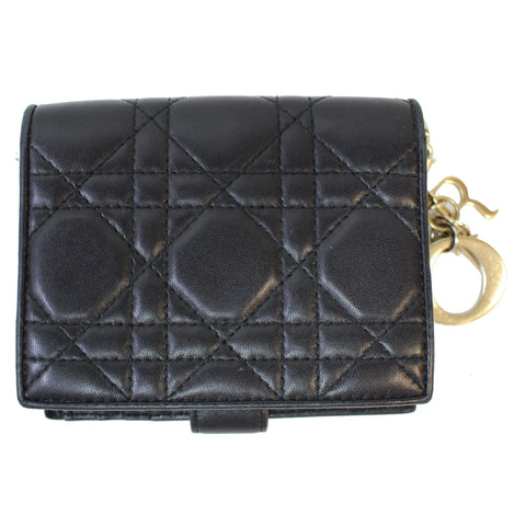 Christian Dior Mini Lady Dior Cannage Compact Wallet - black color | DDH