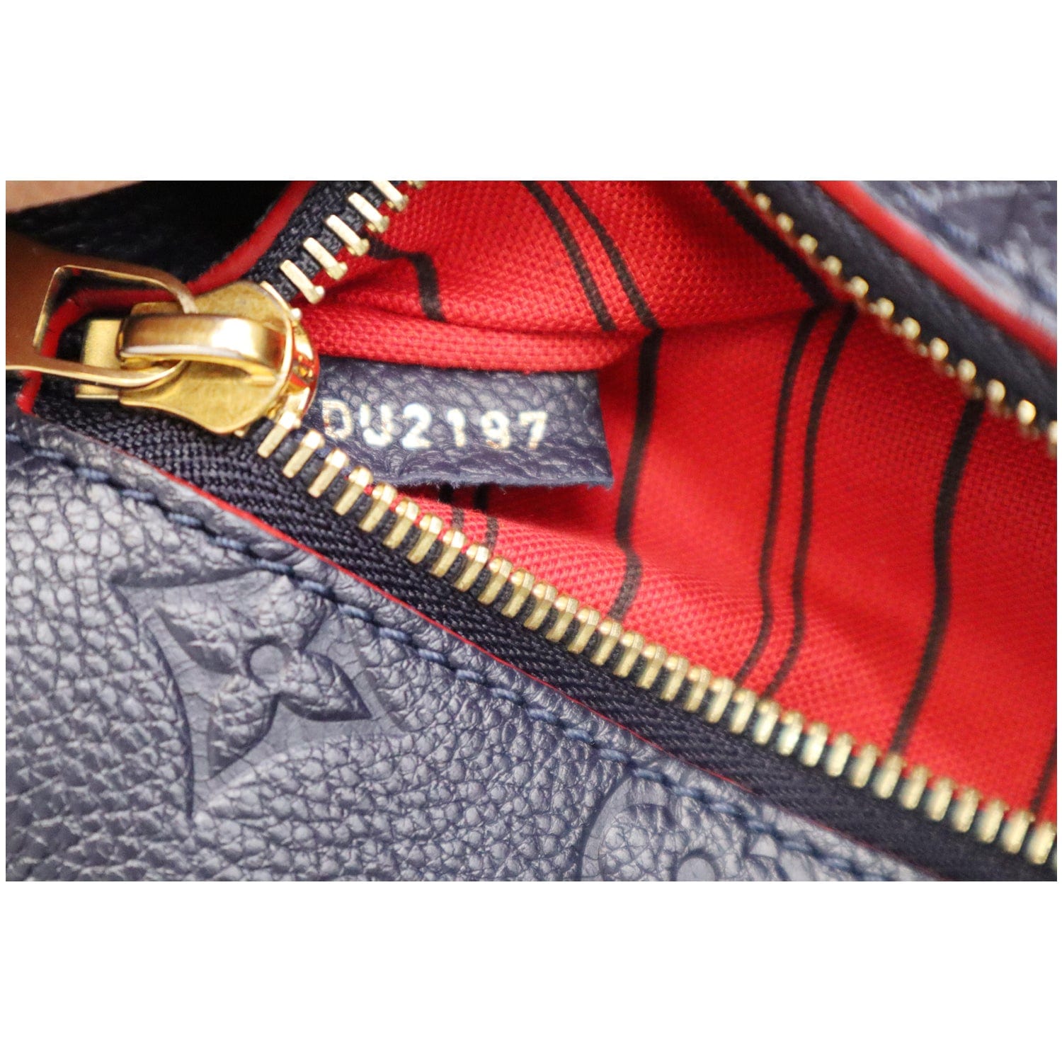 Louis Vuitton Navy Blue Marine x Red Leather Monogram Empreinte