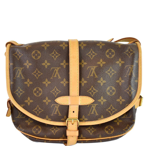 LOUIS VUITTON Saumur 30 Monogram Canvas Shoulder Bag Brown