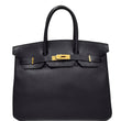 Hermes Birkin 35 Black Togo Leather Tote Bag Black - DDH