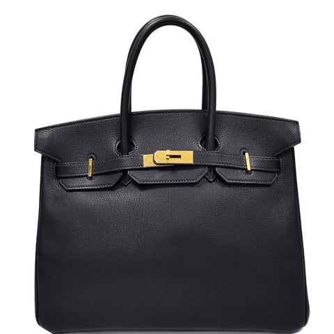 HERMES Birkin 35 Togo Leather Tote Bag Black