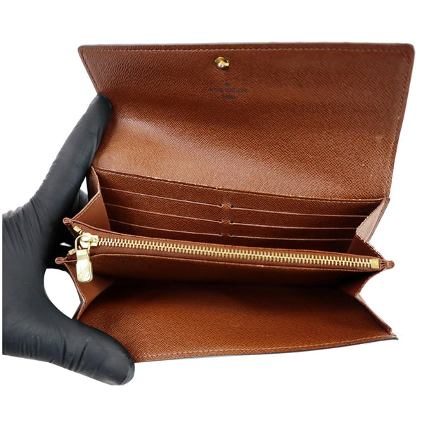 Louis Vuitton Sarah Monogram Canvas Card Holder Wallet open interior