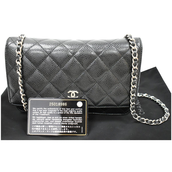 CHANEL Wallet on Chain Caviar Leather Crossbody Bag Black