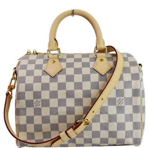 LOUIS VUITTON Speedy 25 Bandouliere Damier Azur Shoulder Bag White