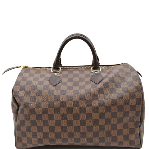 LOUIS VUITTON Speedy 35 Damier Ebene Satchel Bag Brown