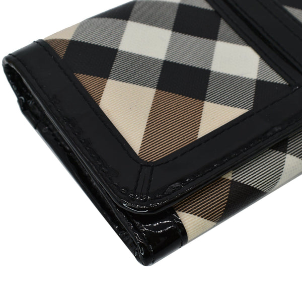 BURBERRY House Check Patent Leather Continental Wallet Black