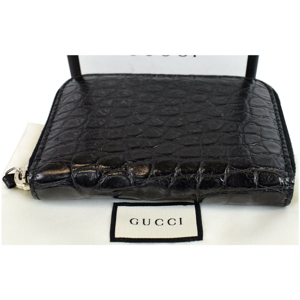 Gucci Embossed Crocodile Zip Around Bifold Wallet front side