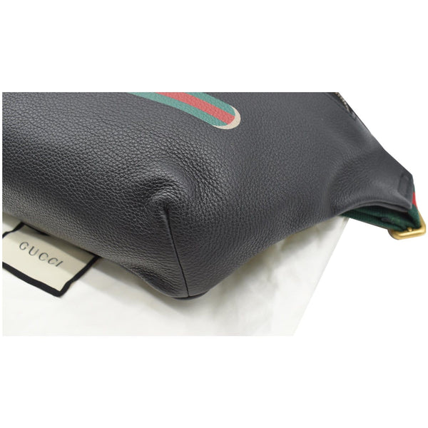 GUCCI Print Medium Leather Belt Waist Bum Bag Black 530412