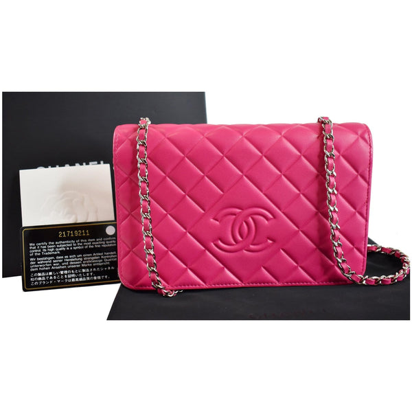 Chanel Diamond CC Wallet On Chain WOC Bag fuchsia