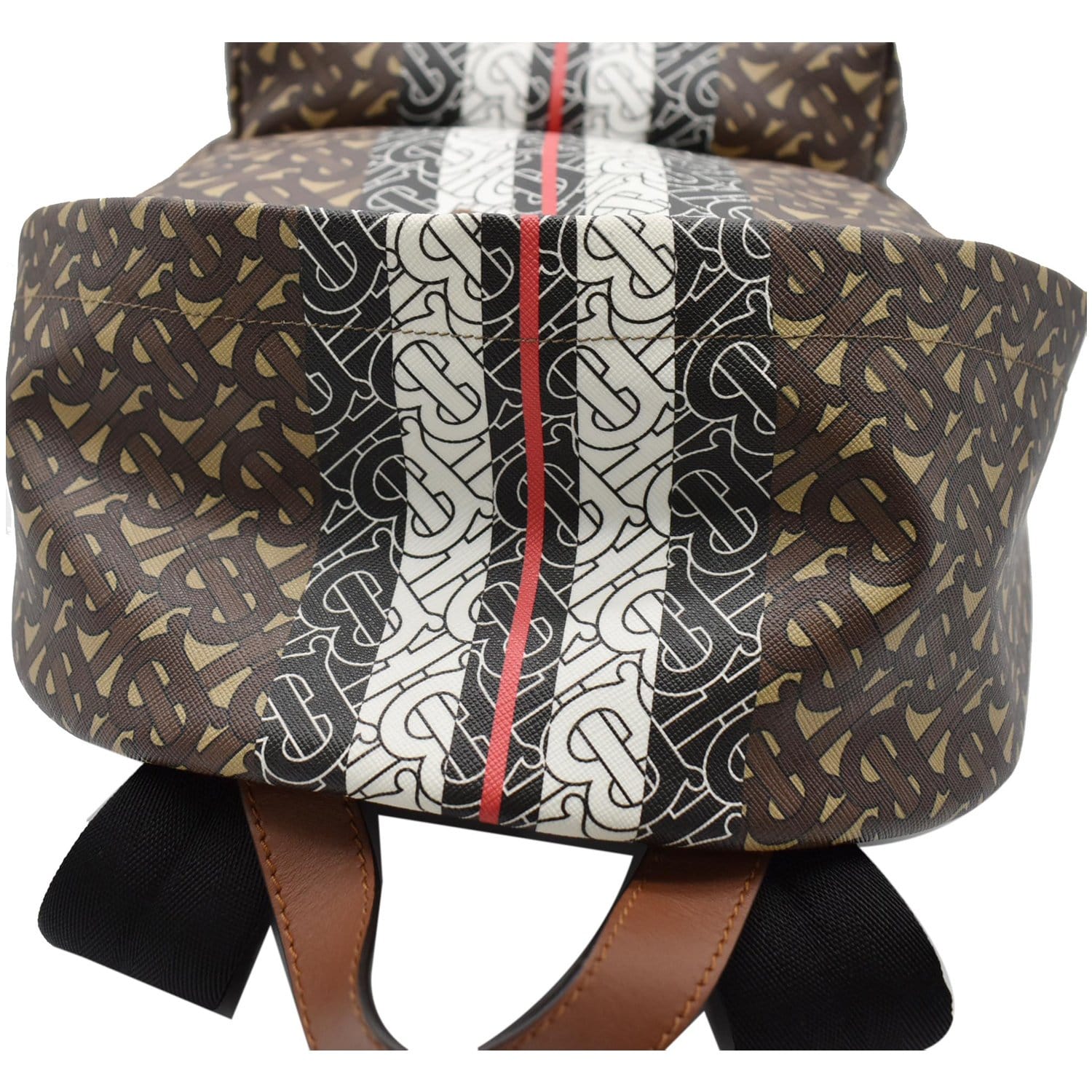 burberry monogram leather backpack BURBERRY Bridle Stripe Monogram Print E-canvas Backpack Brown