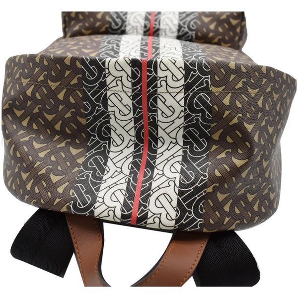 BURBERRY Bridle Stripe Monogram Print E-canvas Backpack Brown