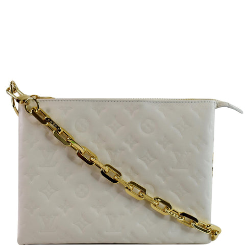 LOUIS VUITTON Coussin PM Monogram Embossed Shoulder Bag Cream