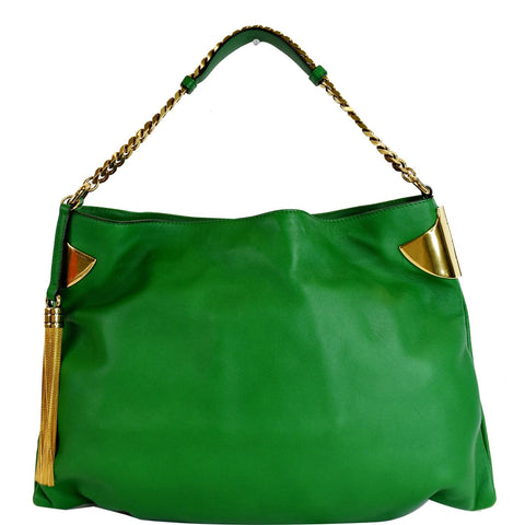 GUCCI 1970 Medium Leather Shoulder Bag Green 290682
