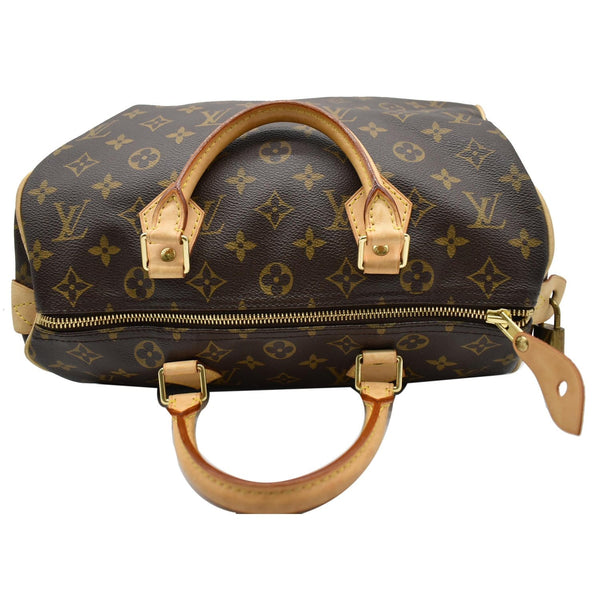 LOUIS VUITTON Speedy 30 Monogram Canvas Satchel Bag Brown