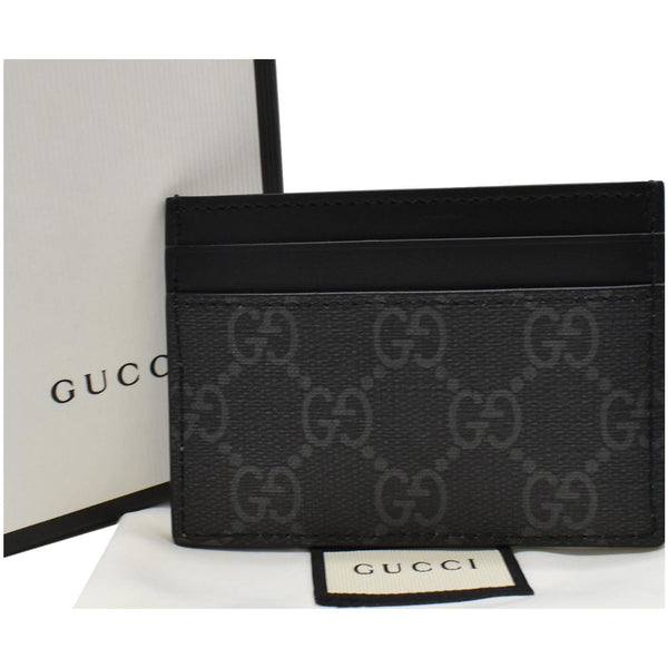 GUCCI Kingsnake Print GG Supreme Monogram Card Case Black 451277