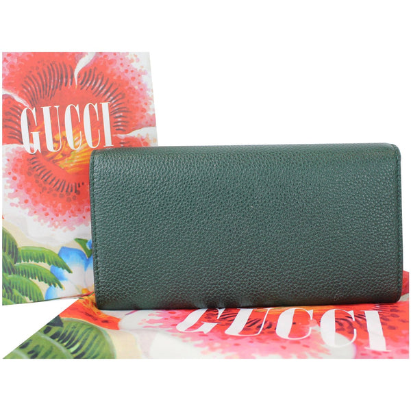 Gucci Zumi Grainy Leather Continental Wallet Dark Green - backside view.