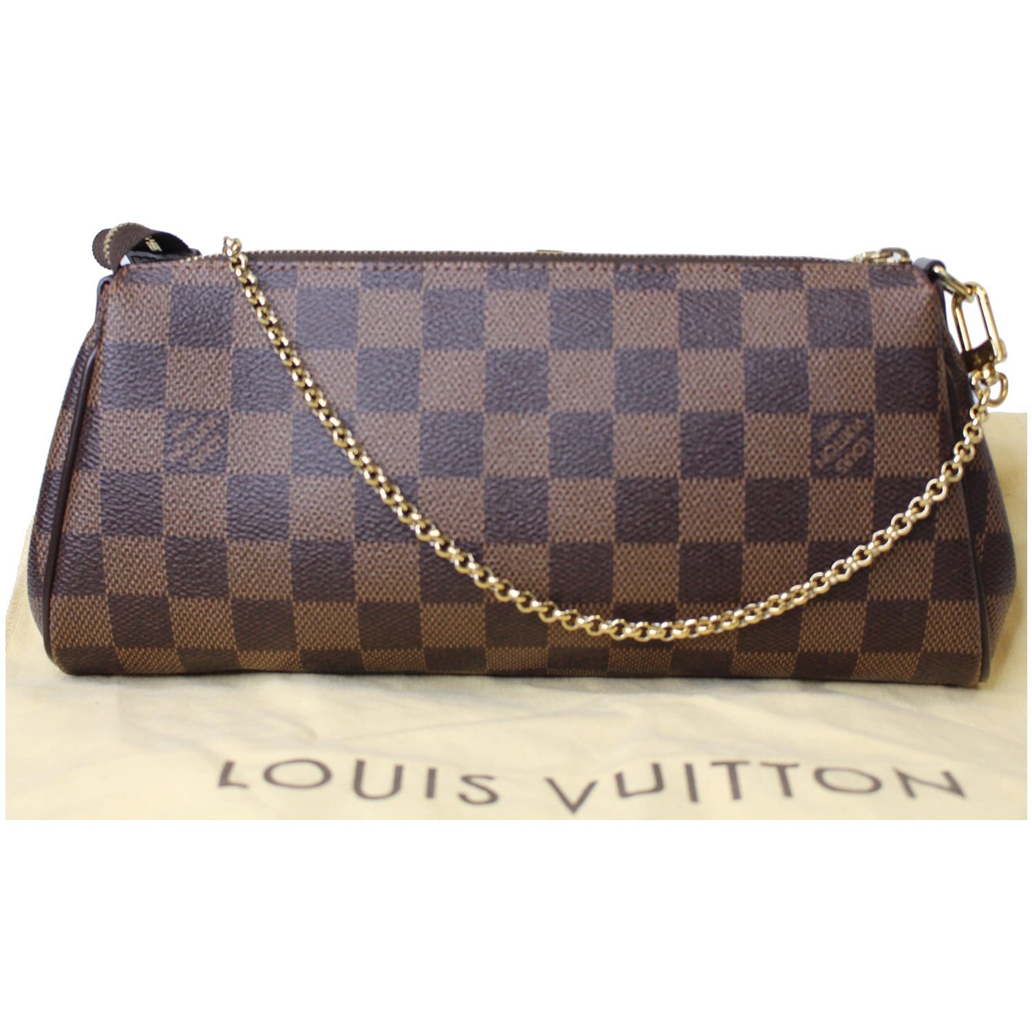 Louis Vuitton Pochette Eva Damier Ebene Clutch Bag Brown