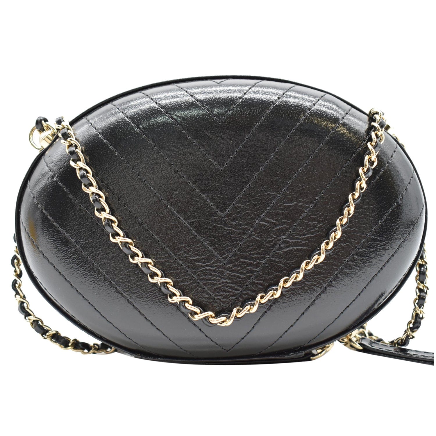 Chanel La Pausa Embroidered Chevron Leather Chain Clutch Bag