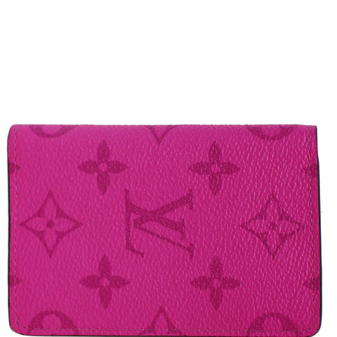 LOUIS VUITTON Monogram Taiga Leather Pocket Organizer Fuchsia
