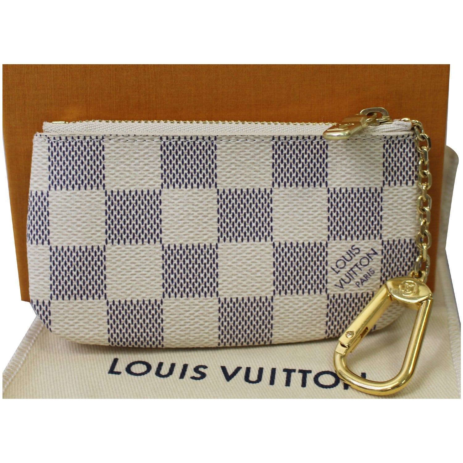 Louis Vuitton, Bags, Louis Vuitton Key Pouch Damier Azur White