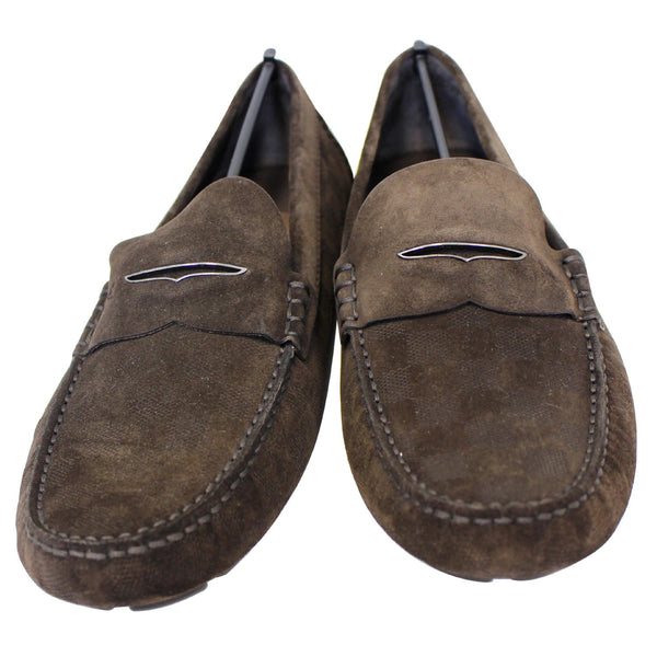 Louis Vuitton Moccasin Embossed Suede Leather Front View