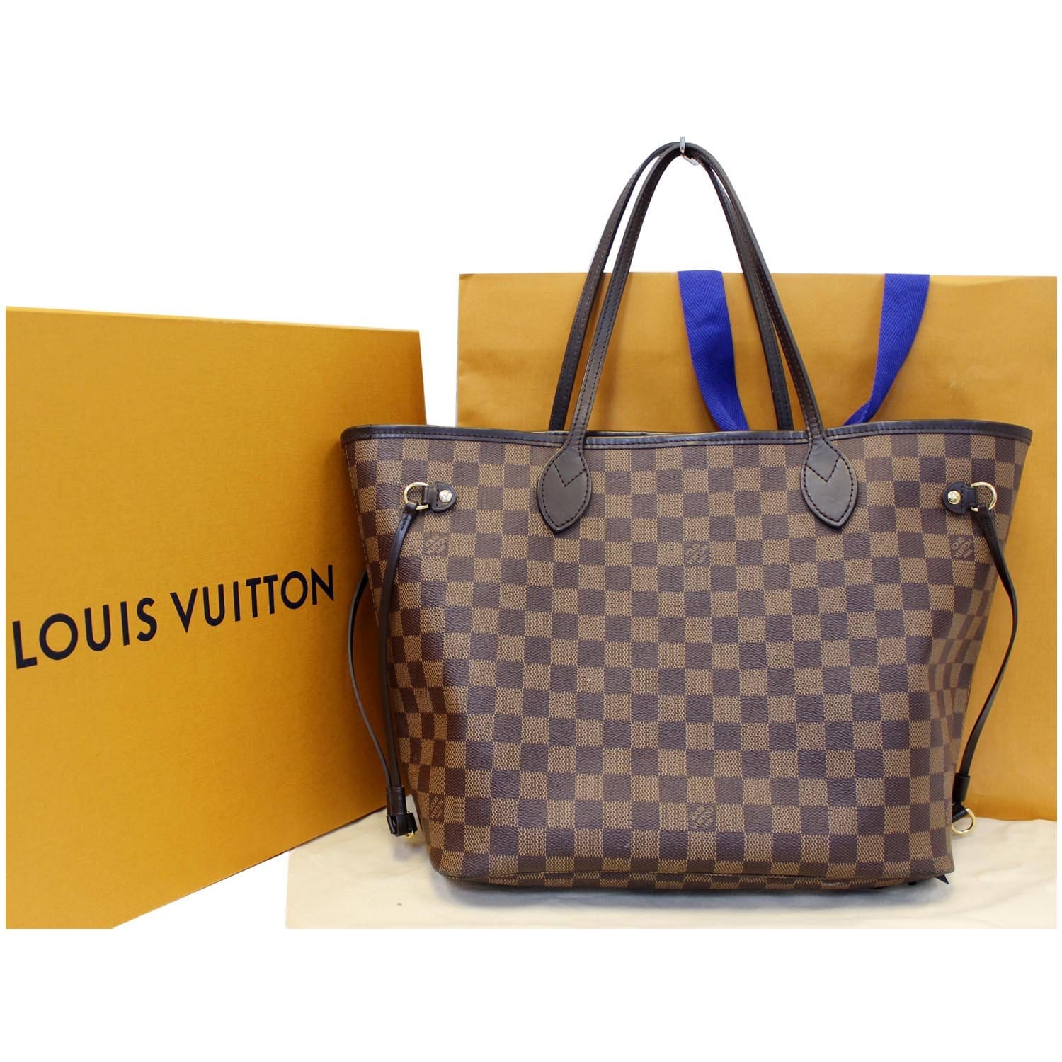 Louis Vuitton Neverfull MM Damier Ebene Tote Bag Brown