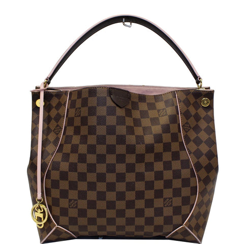 LOUIS VUITTON Caissa Damier Ebene Hobo Bag Rose Ballerine