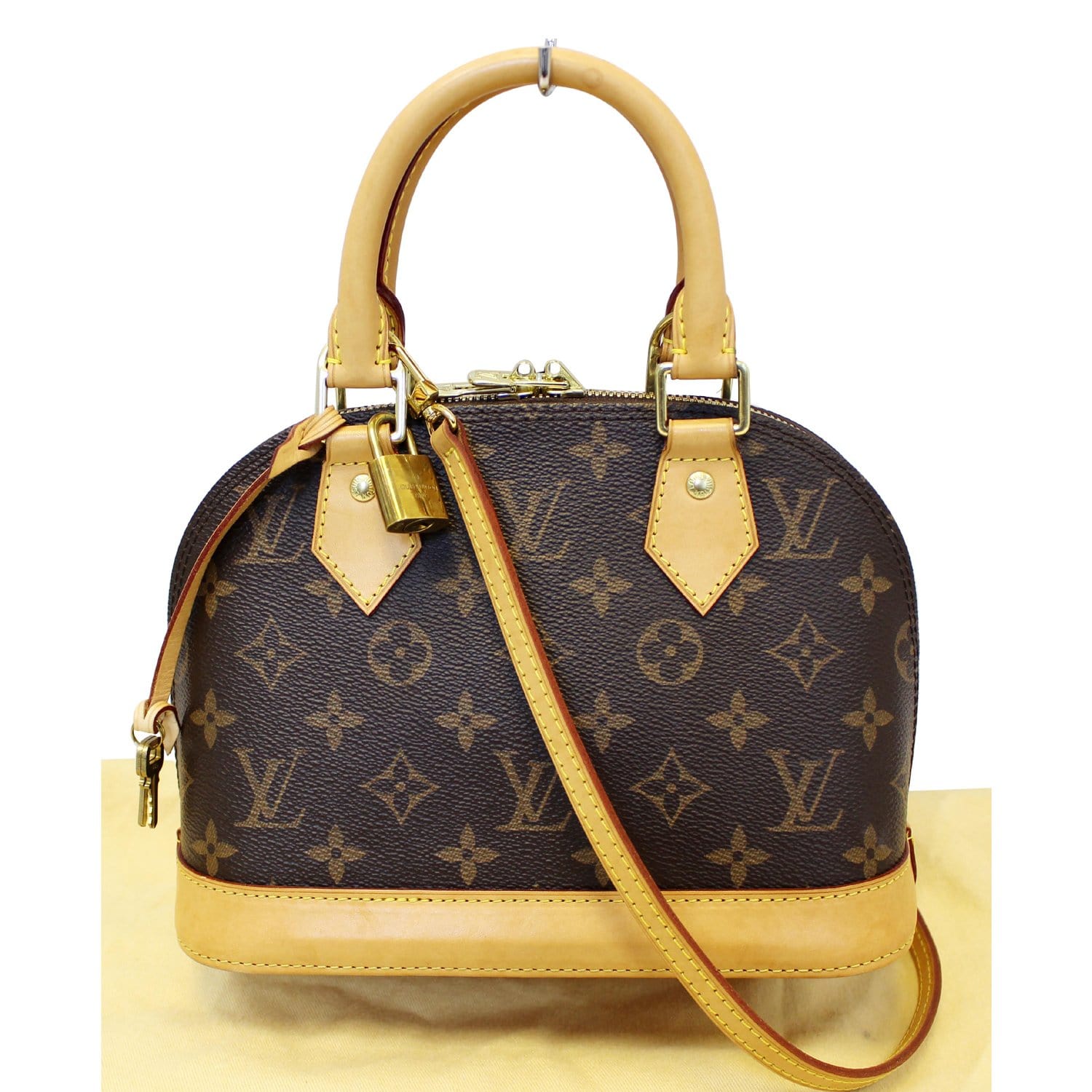 Louis Vuitton Monogram Alma BB Canvas Handbag w/Strap & Lock & Key