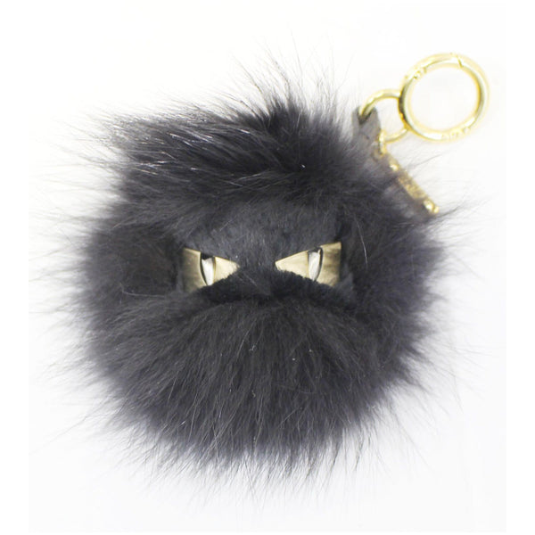 Fendi Monster Bag Bugs Fur Charm in Black