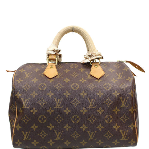 LOUIS VUITTON Speedy 30 Monogram Canvas Satchel Bag Brown