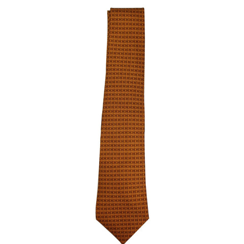 HERMES Men's Silk Neck Tie Orange