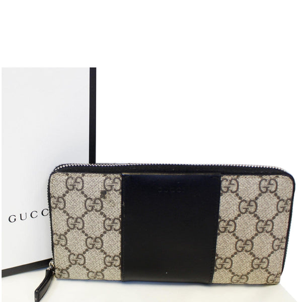 Gucci Wallet GG Supreme Monogram Zip Around Black for sale