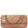 Chanel Flap Shoulder Bag Patent Leather Peach For Women