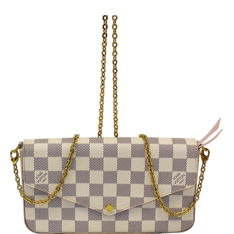 LOUIS VUITTON Pochette Felicie Damier Azur Crossbody Bag White