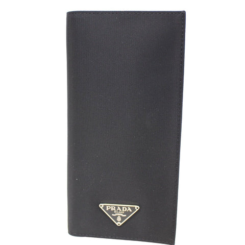 PRADA Nylon Checkbook Cover Wallet Black