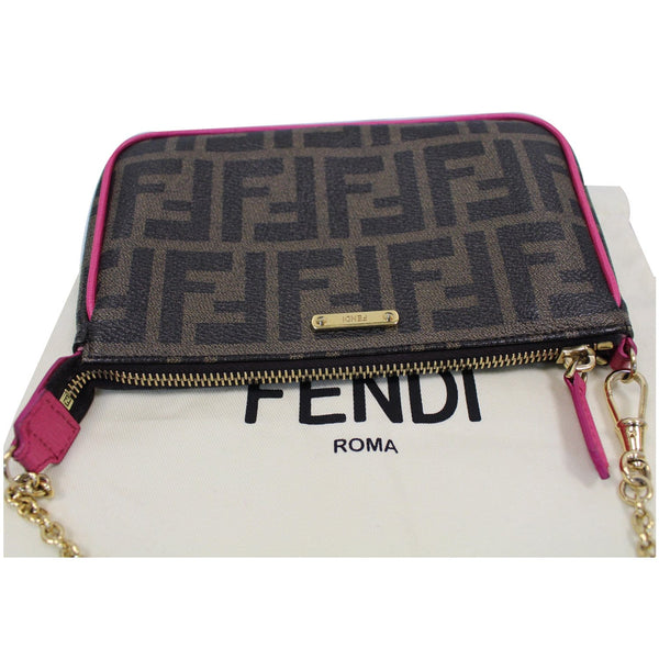 FENDI Spalmati Zucca Pochette Pouch Fuchsia