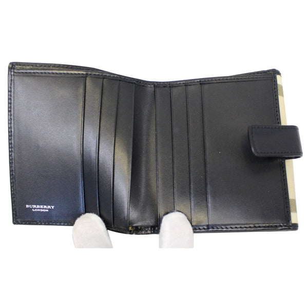 BURBERRY Haymarket Check Compact Wallet Beige/Black