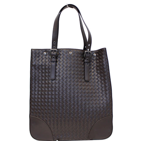 BOTTEGA VENETA Ebano Intrecciato Nappa Leather Tote Bag Dark Brown
