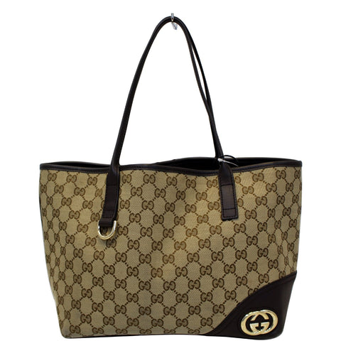 GUCCI New Britt Medium Monogram Canvas Tote Shoulder Bag