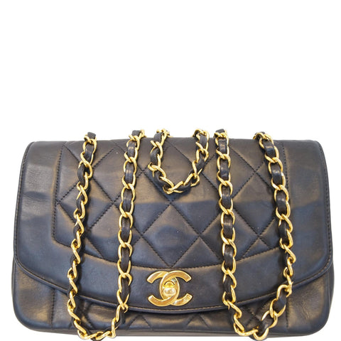 CHANEL Diana Flap Bag Quilted Lambskin Shoulder Bag Black