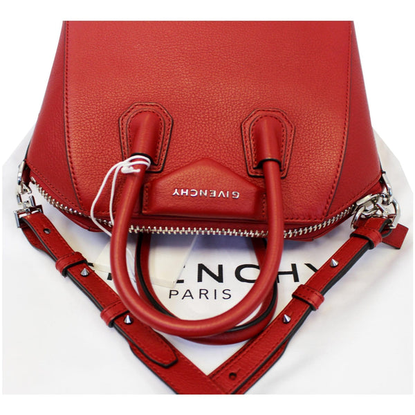 GIVENCHY Mini Antigona Goatskin Leather Shoulder Bag Red