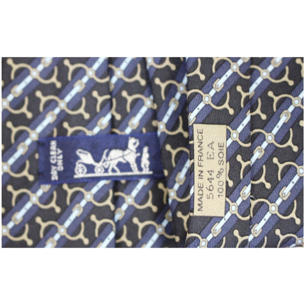 Hermes Silk Neck Tie Navy for Men - Hermes Pre-loved Neck Tie