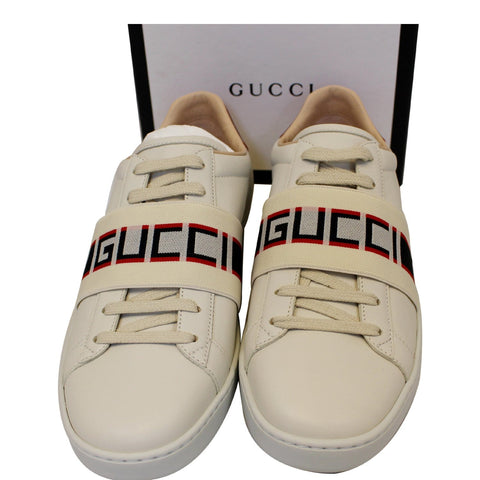 GUCCI Stripe Leather Sneaker White Size US 7