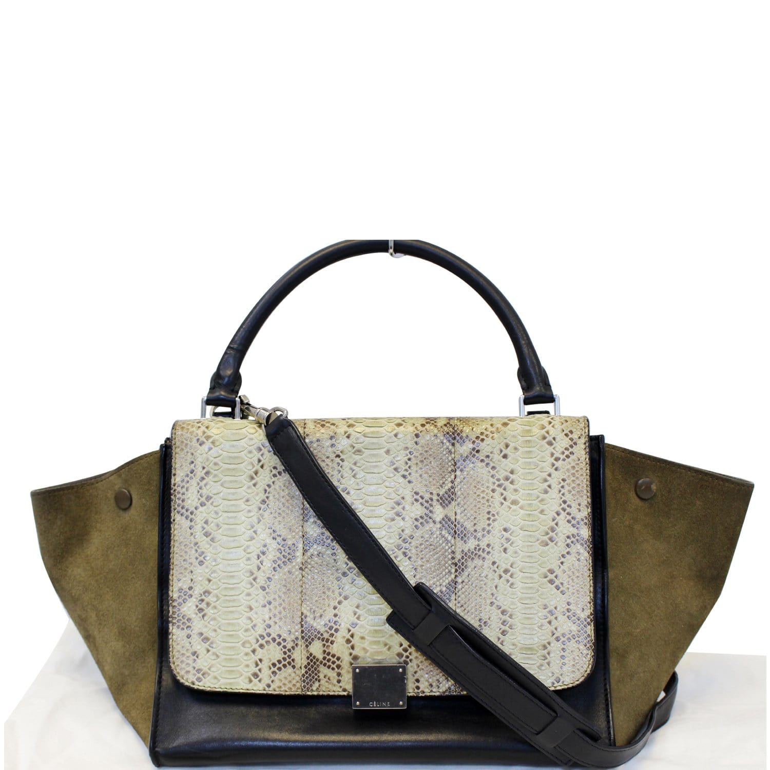 Celine Python And Black Leather Small Trapeze Bag - 15% Off